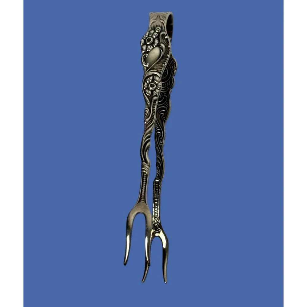 Nils Johan Sugar Tong Vintage Extra PRNS.ALP Silverplate Art Nouveau Sweden N1J4